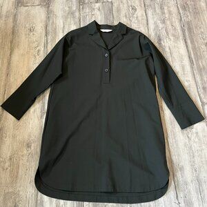 Everlane The Artist Smock Wool-Blend Shirt Dress, Scarab (Dark Green), Small